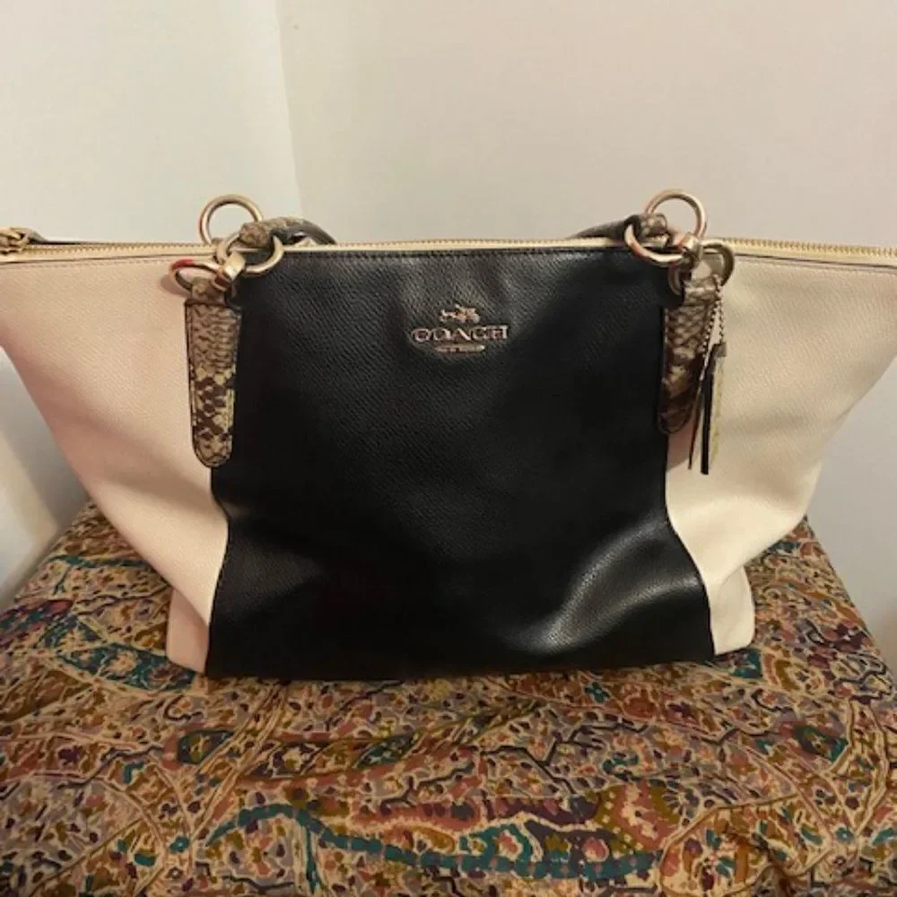 Coach Ava Tote Exotic Trim Leather